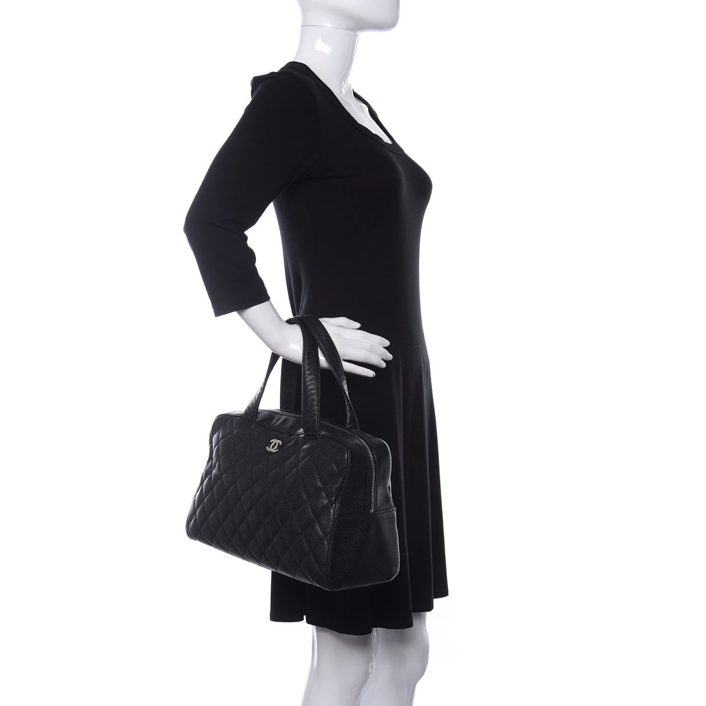 Caviar Quilted Bowler Black