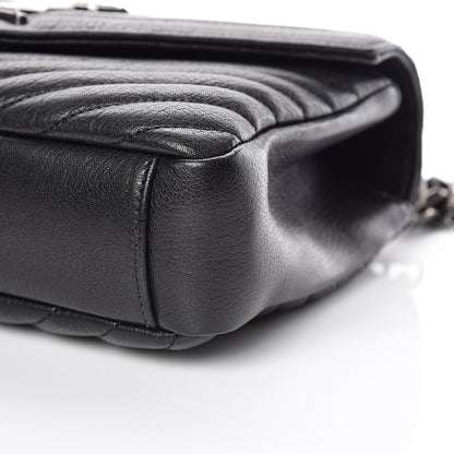 Saint Laurent Sheepskin Matelasse Chevron Monogram Medium College Bag Black 9 of 16