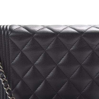 Chanel Calfskin Quilted Boy Wallet On Chain WOC Black 13 of 14