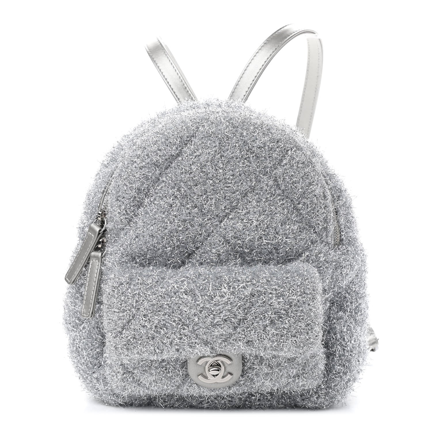 Chanel Lurex Knit Mini Pluto Glitter Backpack Grey 1 of 9