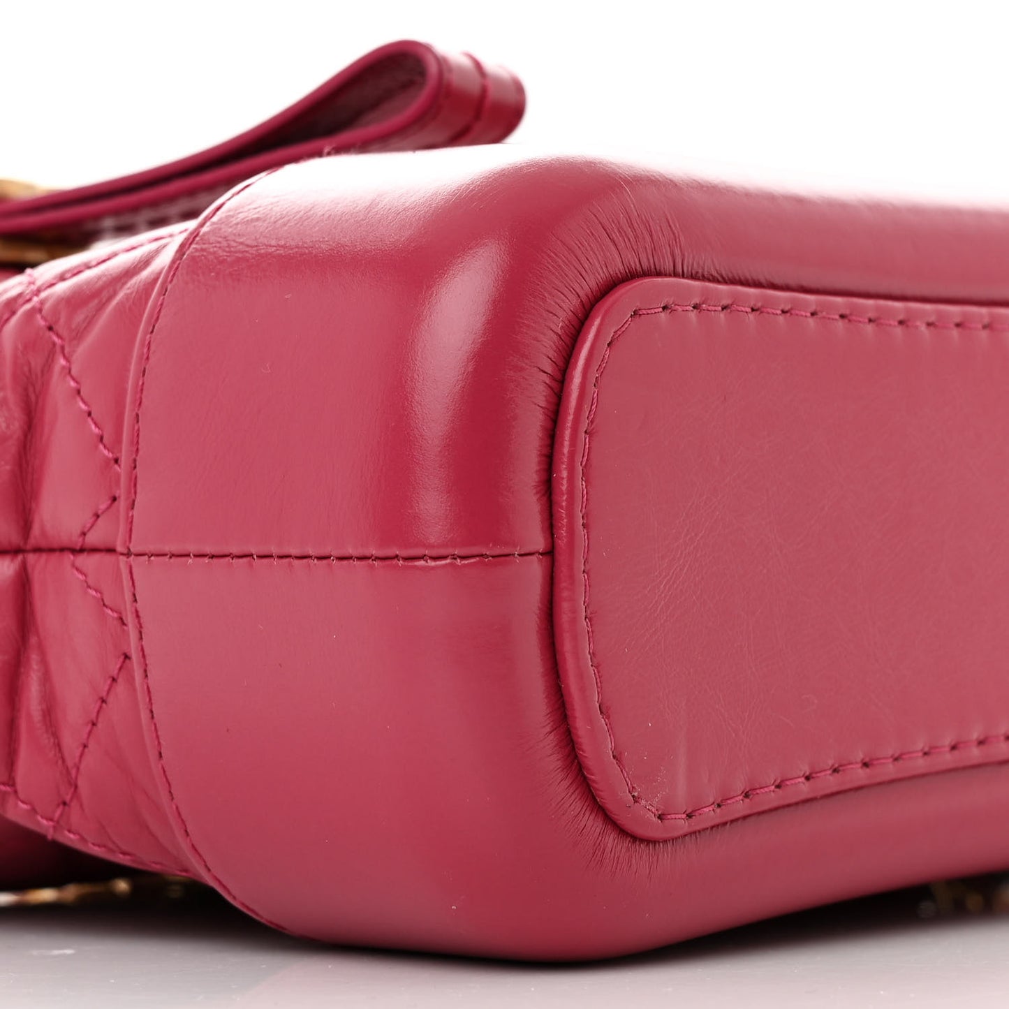 Aged Calfskin Quilted Small Gabrielle Hobo  Dark Pink
