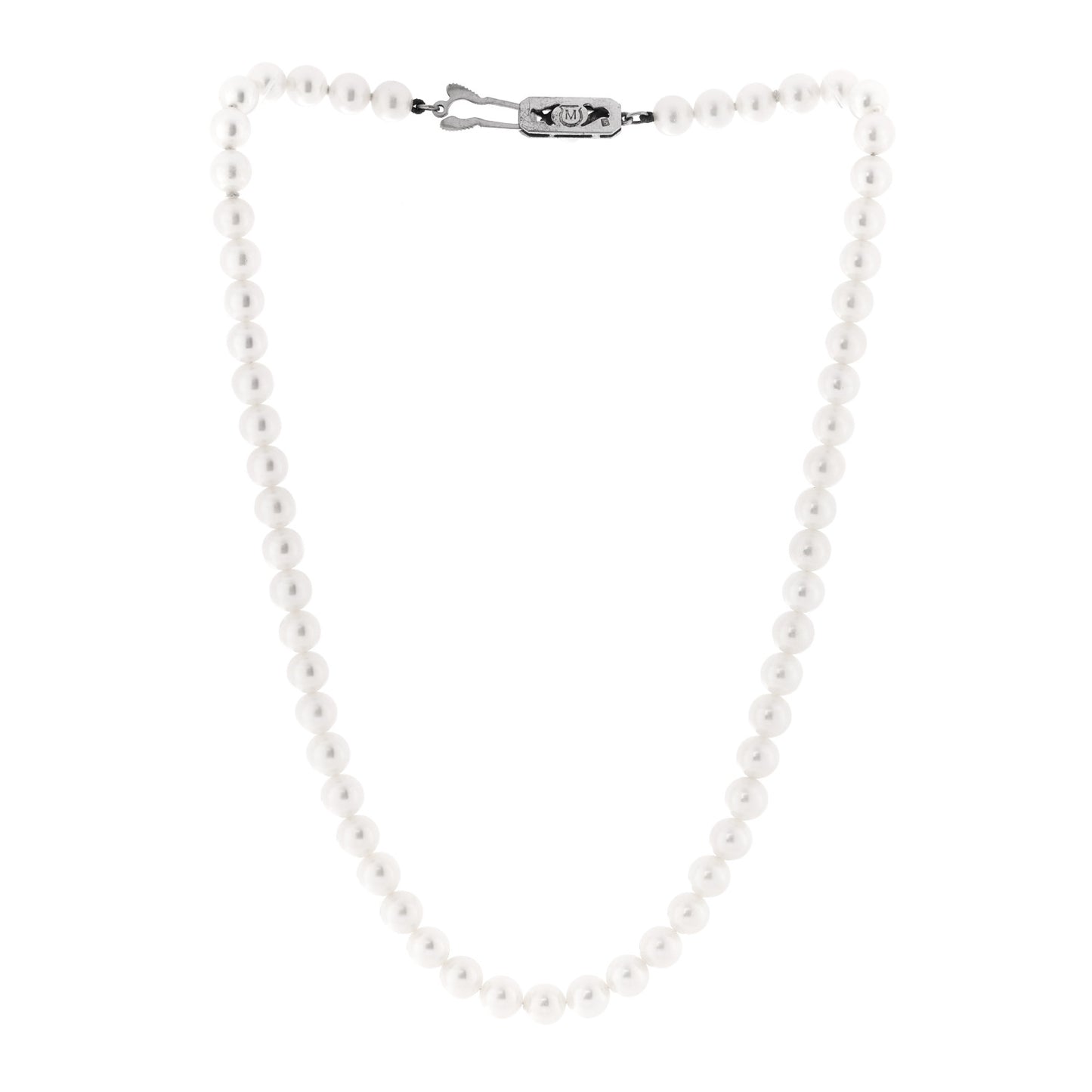 Sterling Silver Akoya Cultured Pearl 6mm Strand Necklace 15"