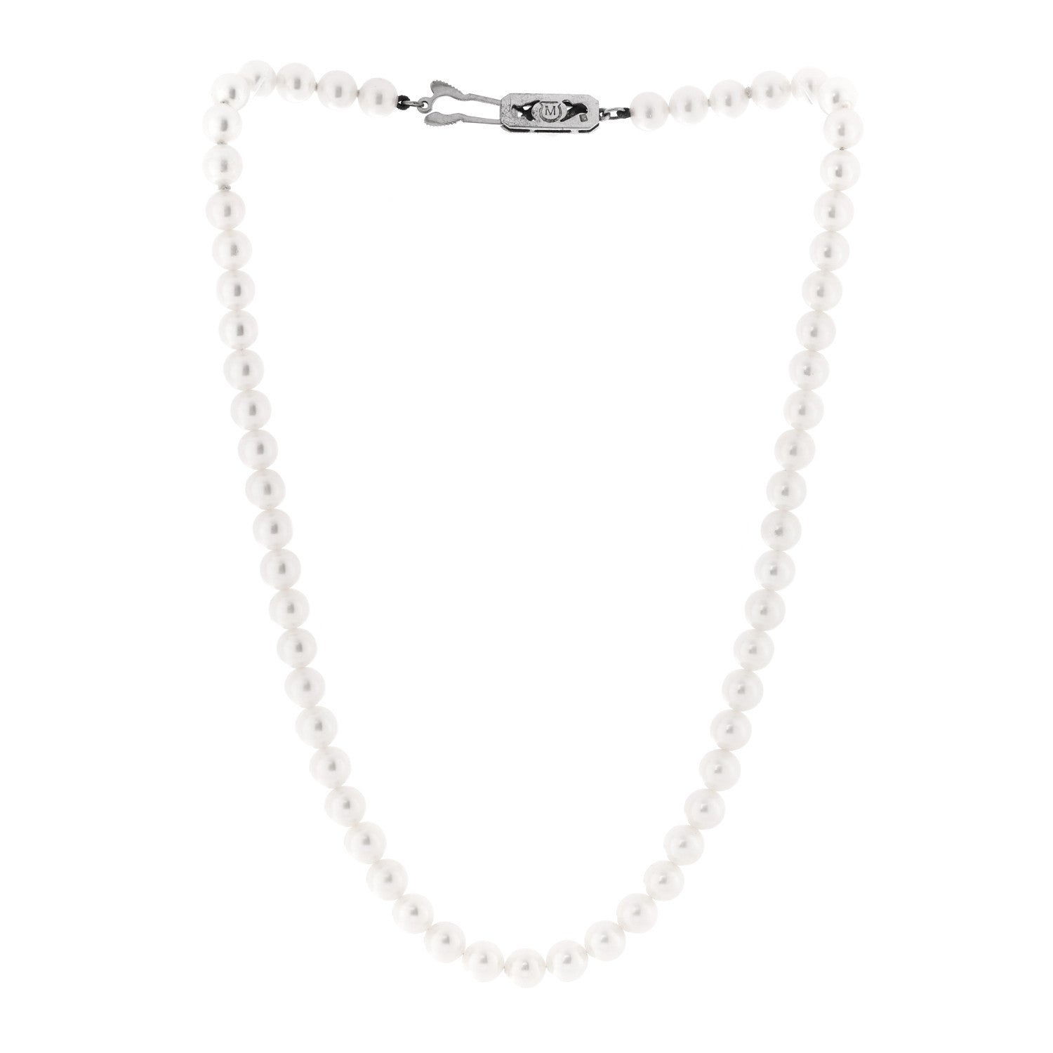 Mikimoto Sterling Silver Akoya Cultured Pearl 6mm Strand Necklace 15" 3 of 6