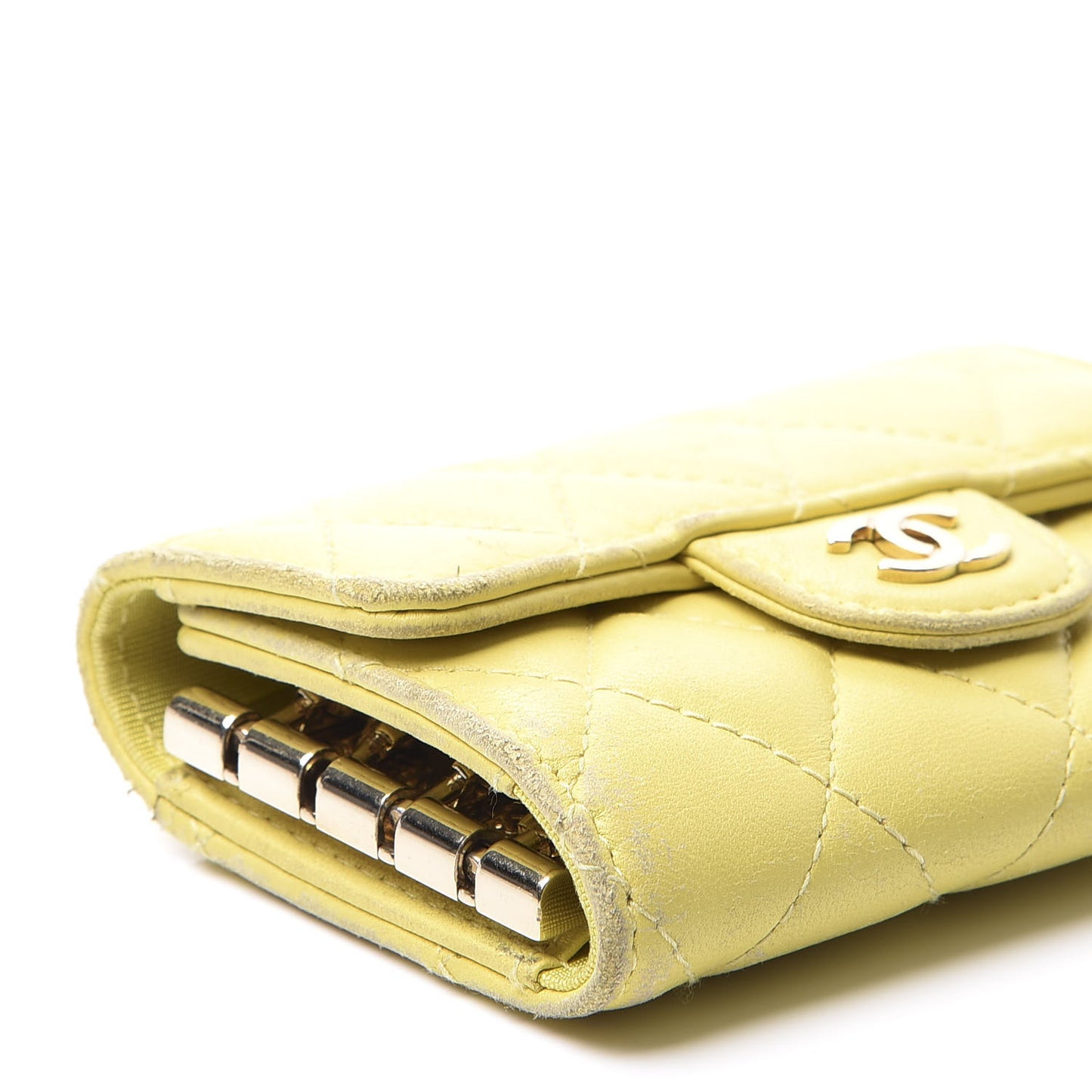 Lambskin Quilted 4 Key Holder Yellow