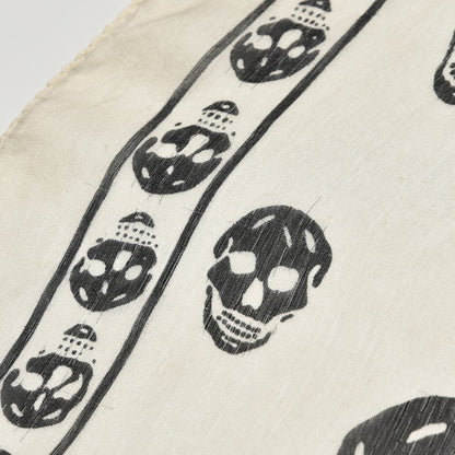 Alexander McQueen Silk Chiffon Skull Scarf Ivory Black 9 of 14