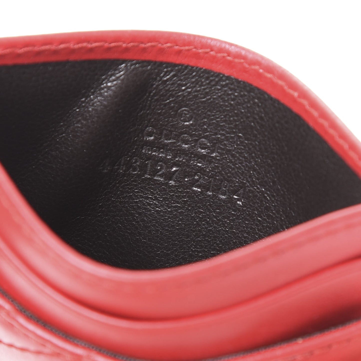 Calfskin Matelasse GG Marmont Card Holder Hibiscus Red