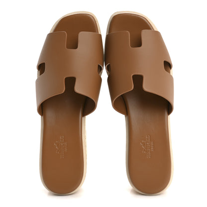 Hermes Calfskin Cork Eze 30 Sandals 38 Gold 2 of 9