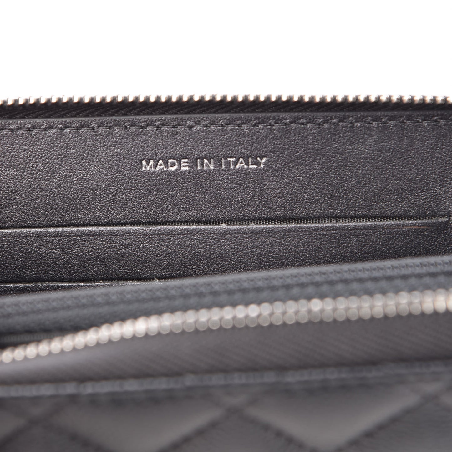 Metallic Caviar Quilted Medium Zip Around Wallet Dark Grey