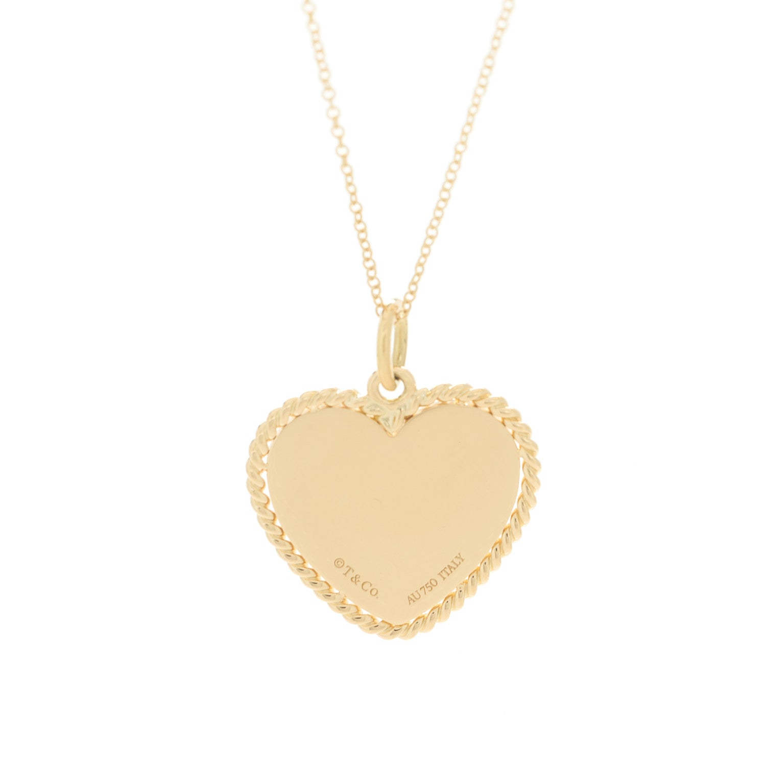 Tiffany 18K Yellow Gold Twist Heart Pendant Necklace 7 of 8