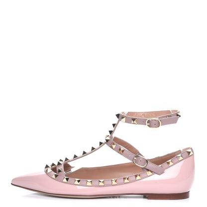 Valentino Garavani Patent Rockstud Cage Ballerina Flats 37 Water Rose Poudre 1 of 8