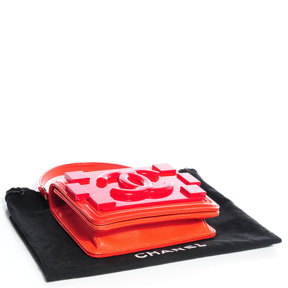 Chanel Plexiglass Patent Mini Boy Brick Flap Orange Red 4 of 8