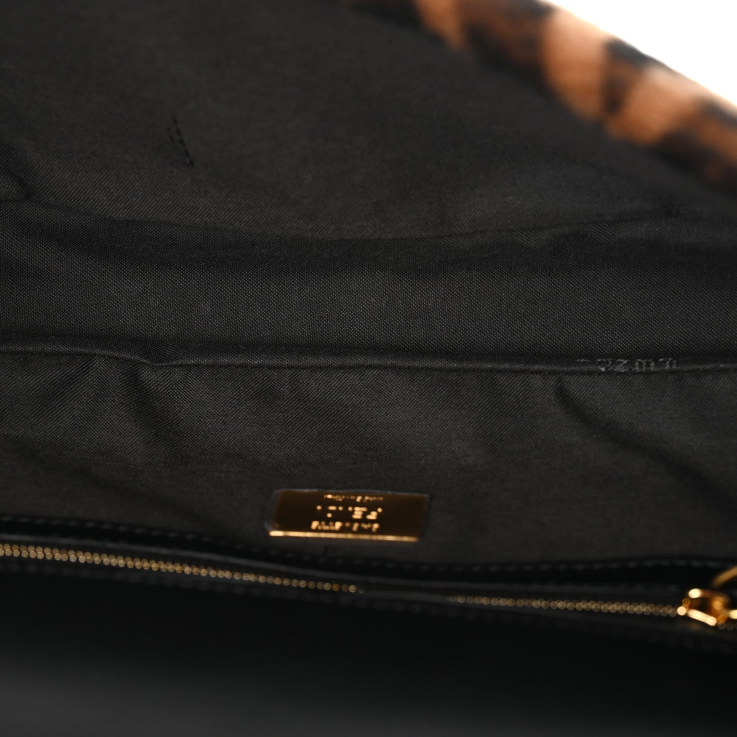 Shearling Vitello Dolce Macro FF 1974 Baguette Tobacco Black