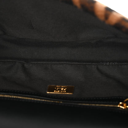 Fendi Shearling Vitello Dolce Macro FF 1974 Baguette Tobacco Black 5 of 9