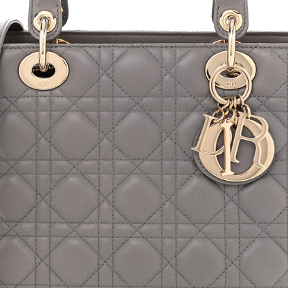 Christian Dior Lambskin Cannage Medium Lady Dior Grey 8 of 10