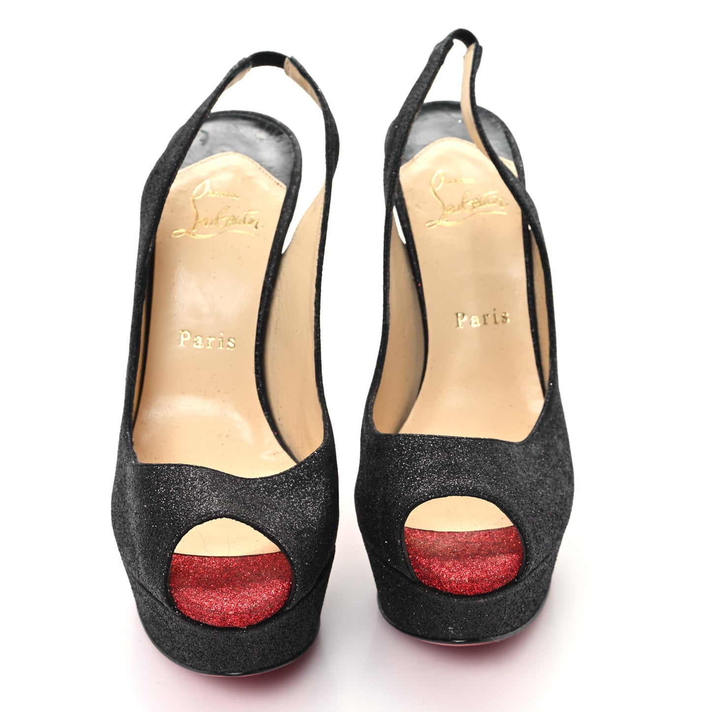 Glitter Lady Peep Sling 150 Pumps 37.5 Black Red
