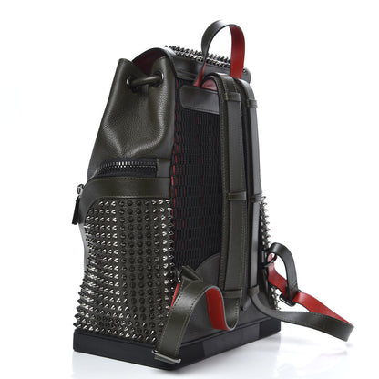 Christian Louboutin Calfskin Spiked Explorafunk Backpack Khaki Green 3 of 9