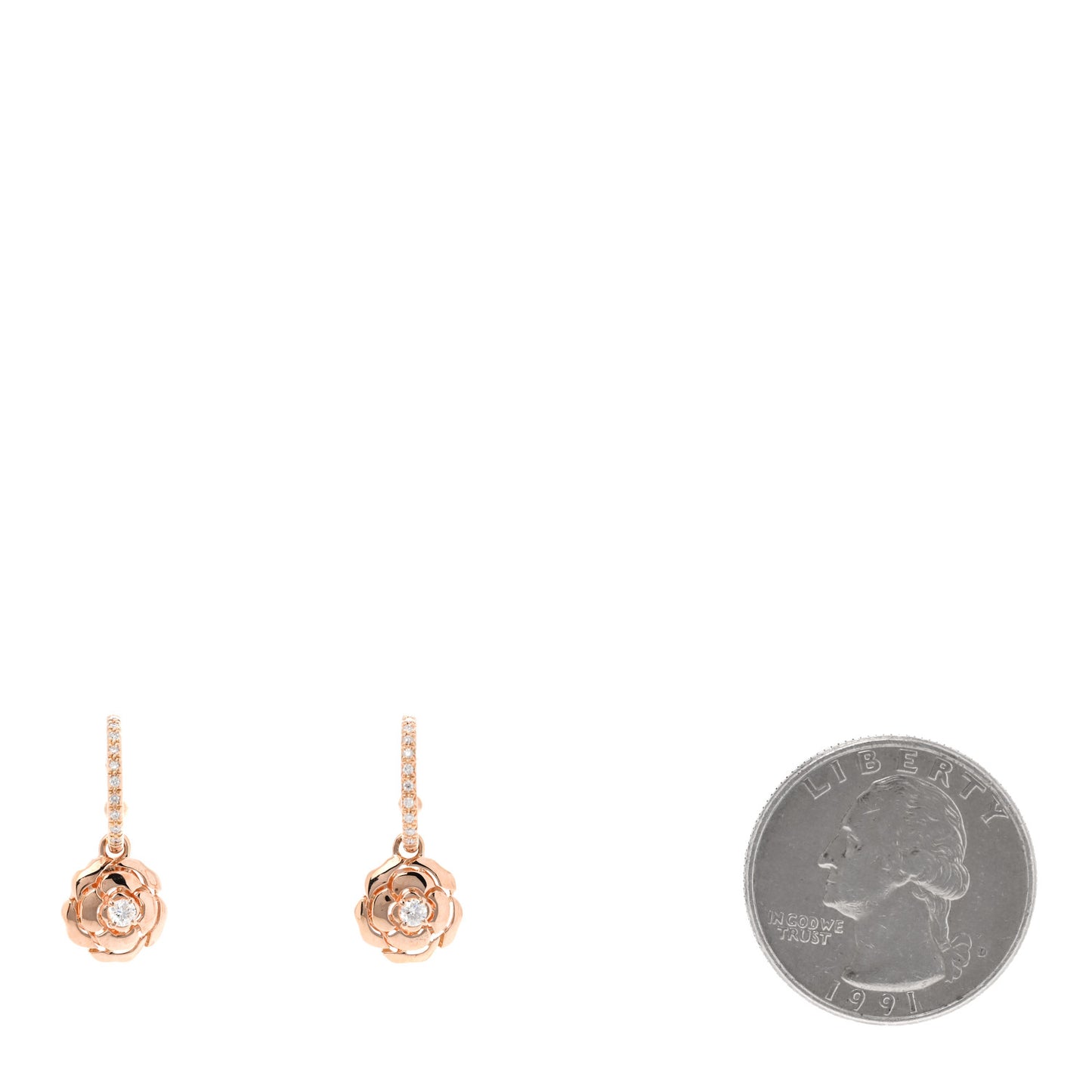18K Rose Gold Diamond Extrait de Camelia Drop Earrings