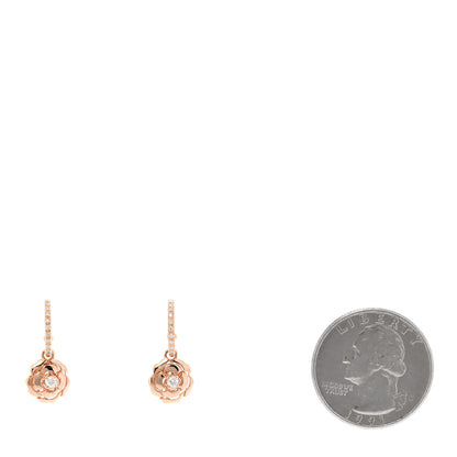Chanel 18K Rose Gold Diamond Extrait de Camelia Drop Earrings 2 of 4