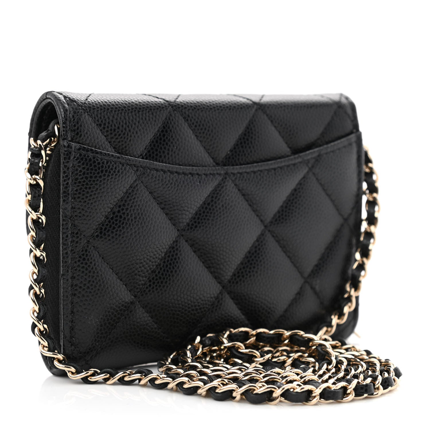 Chanel Caviar Quilted Flap Zip Card Holder On Chain Black 3 of 11