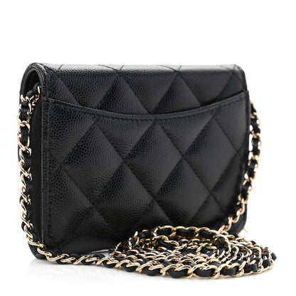 Chanel Caviar Quilted Flap Zip Card Holder On Chain Black 3 of 11