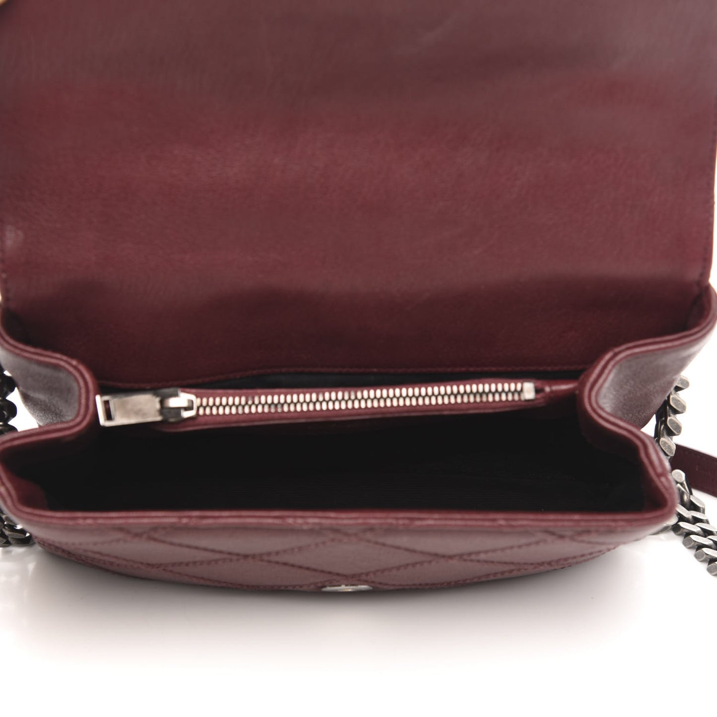 Calfskin Matelasse Diamond Quilted Monogram Medium College Bag Bordeaux