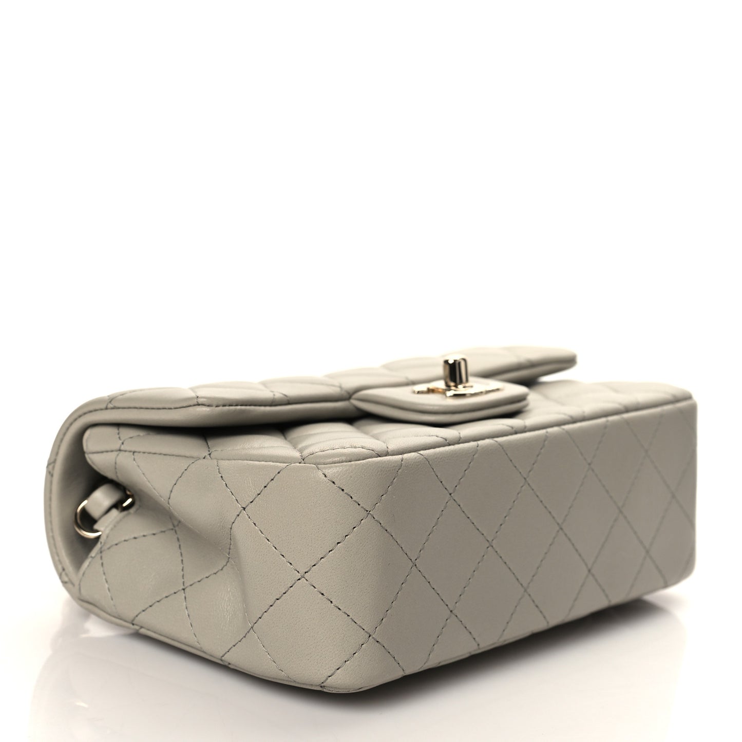 Lambskin Quilted Mini Rectangular Flap Grey
