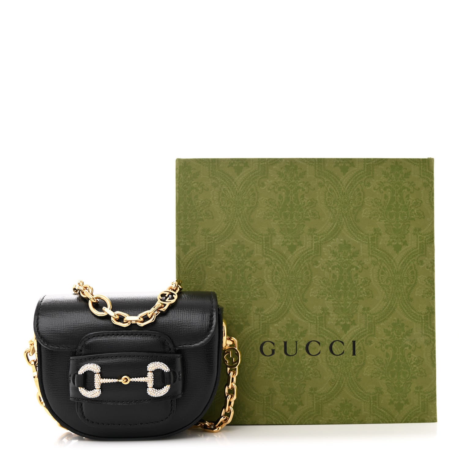 Gucci Azalea Calfskin Crystal Horsebit 1955 Belt Bag Black 10 of 10