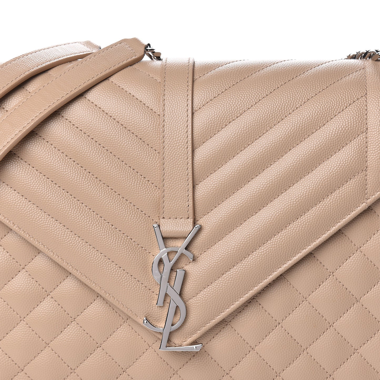 Grain De Poudre Large Tri-Quilt Monogram Satchel Dark Beige