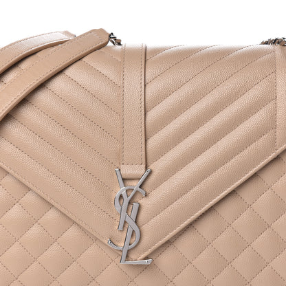 Saint Laurent Grain De Poudre Large Tri-Quilt Monogram Satchel Dark Beige 10 of 11