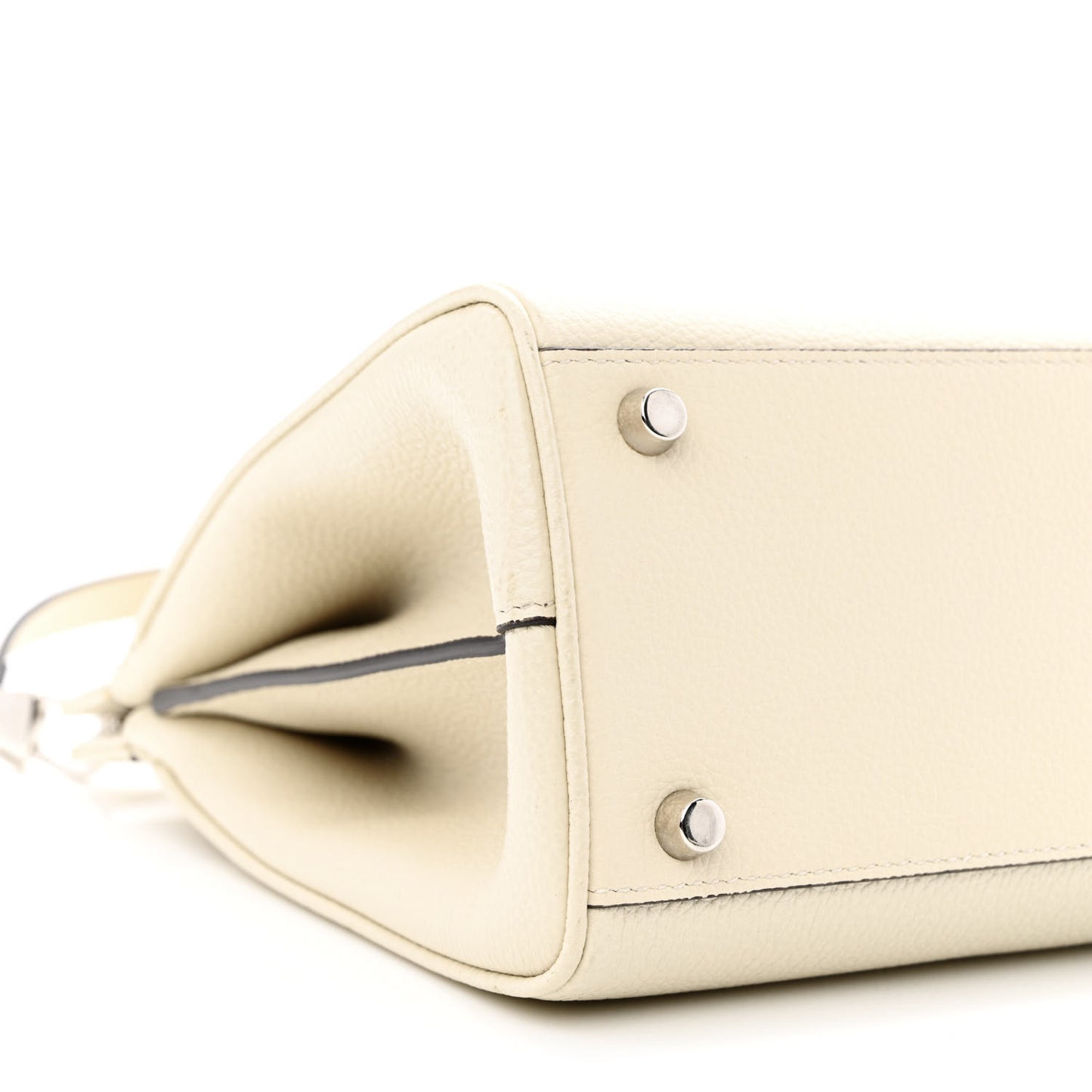Grainy Calfskin Small Zumi Top Handle Bag Mystic White