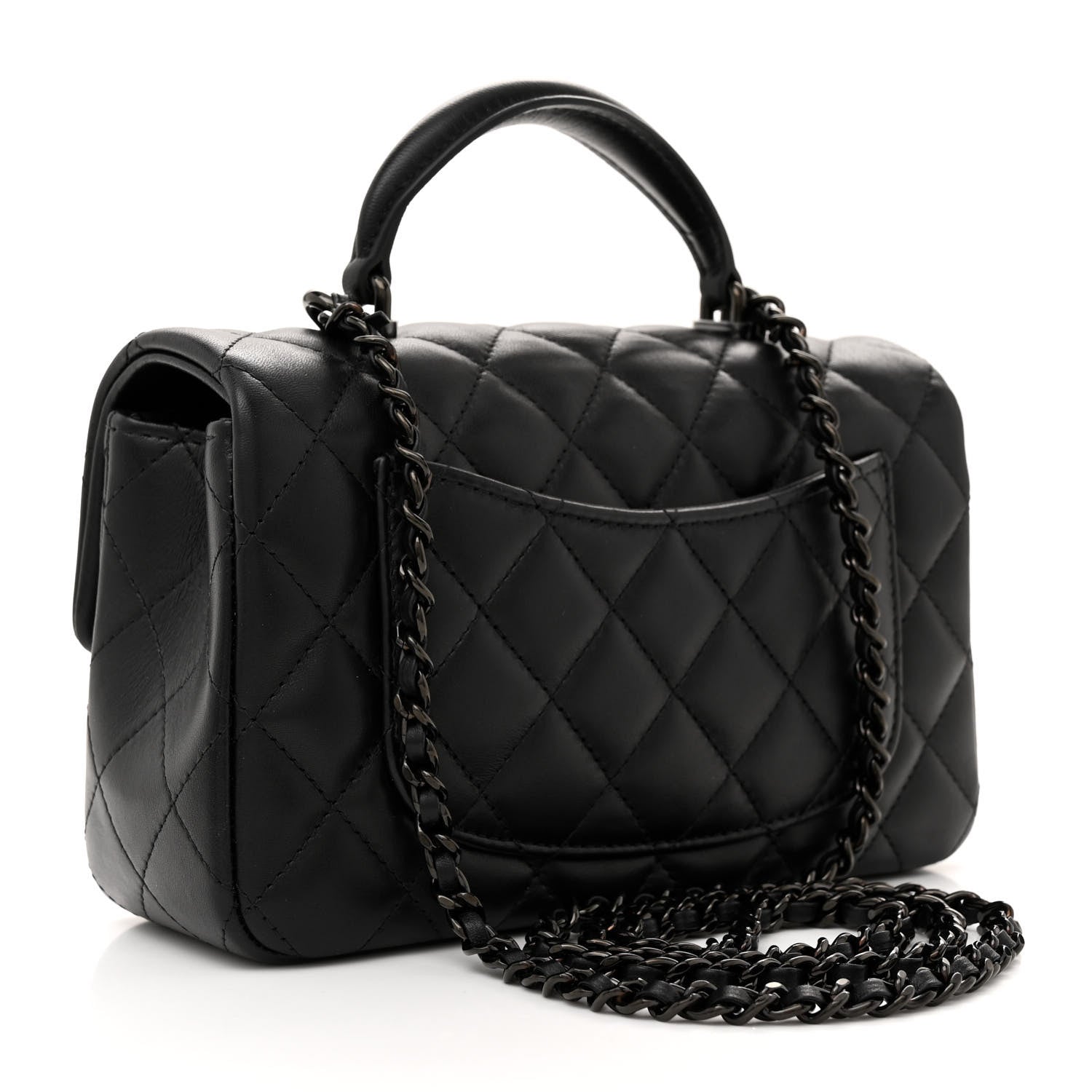 Chanel Lambskin Quilted Mini Top Handle Rectangular Flap So Black 3 of 11