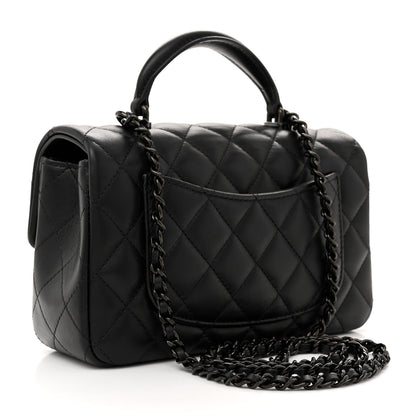 Chanel Lambskin Quilted Mini Top Handle Rectangular Flap So Black 3 of 11