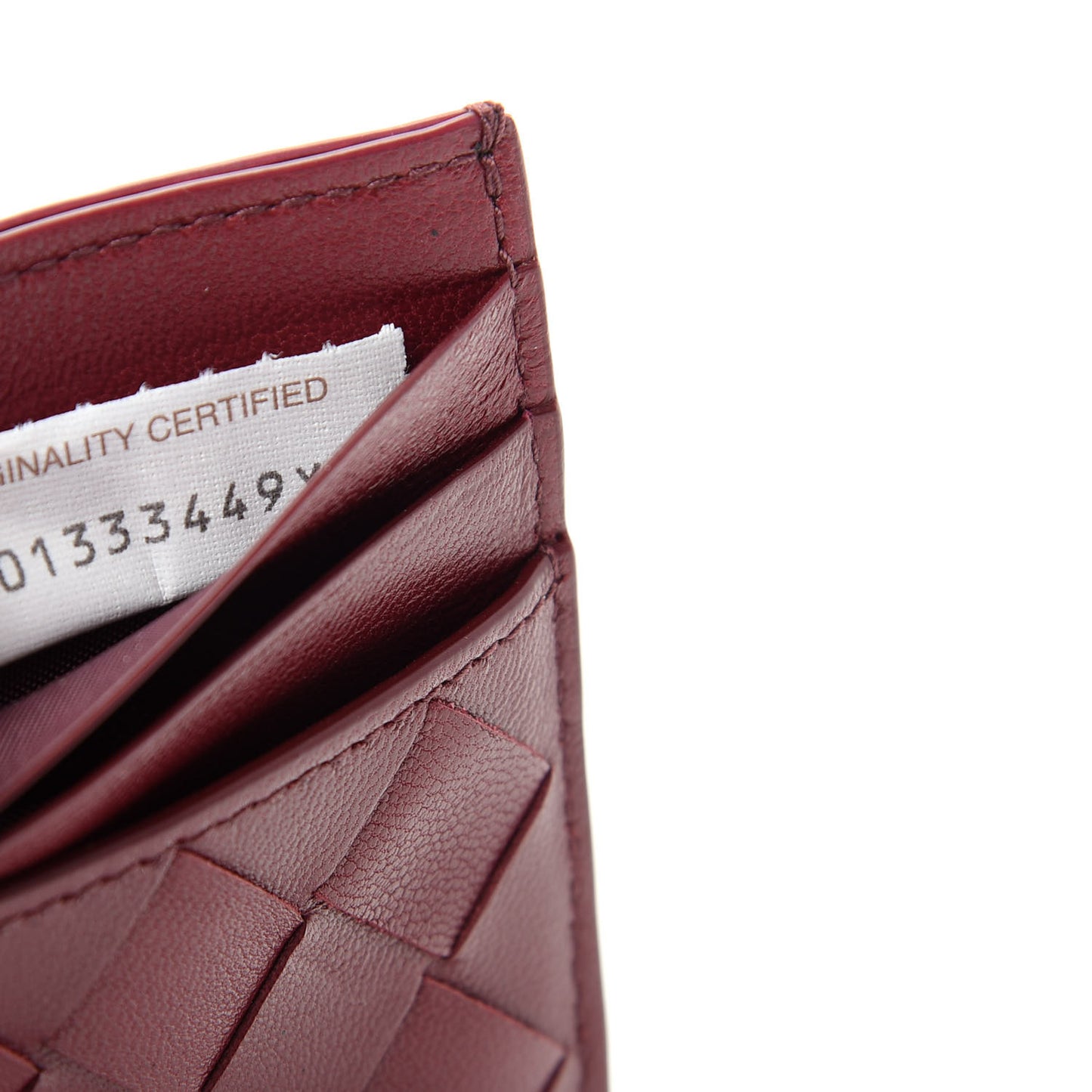 Nappa Intrecciato Card Holder Bordeaux