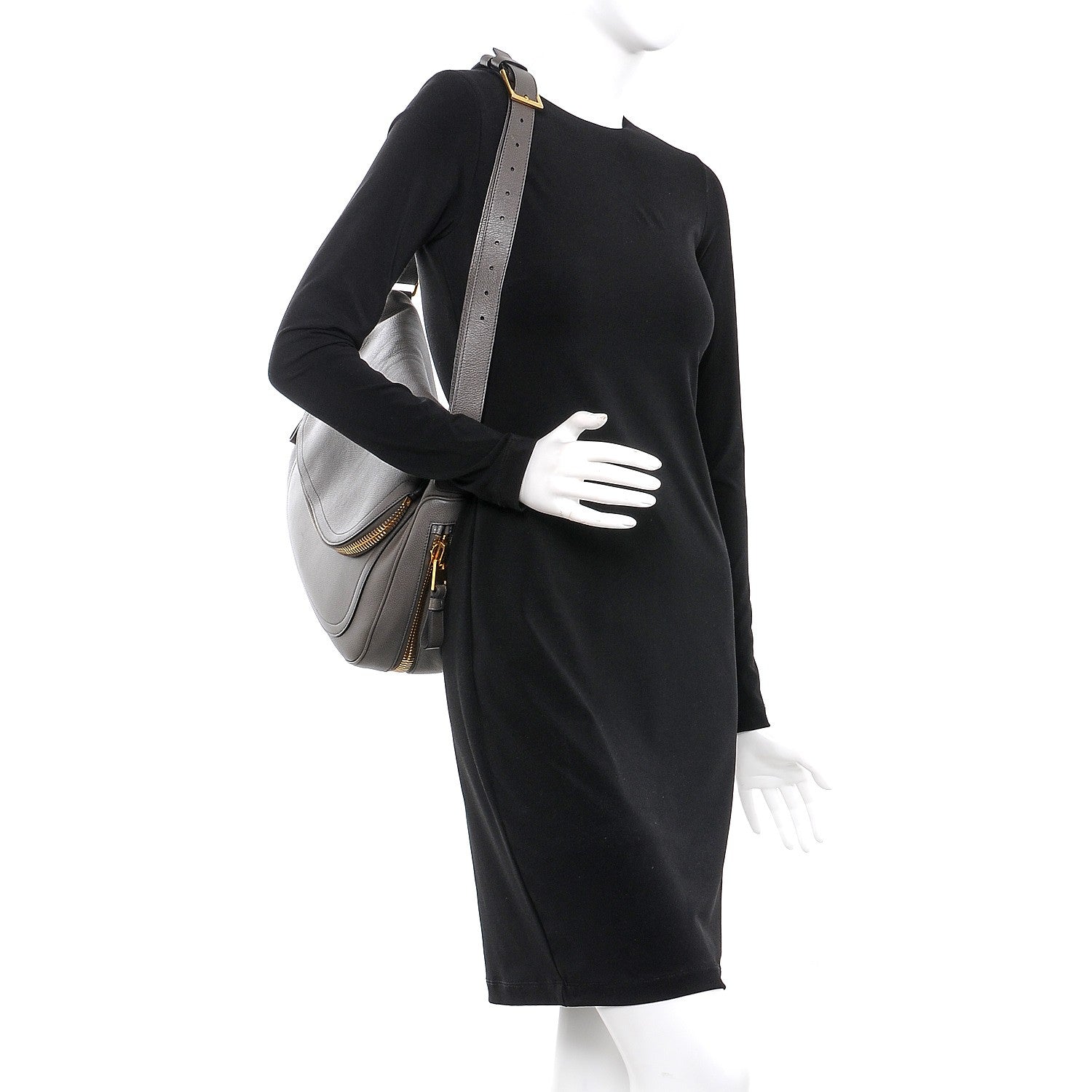 Tom Ford Pebbled Calfskin Large Jennifer Graphite 2 of 6