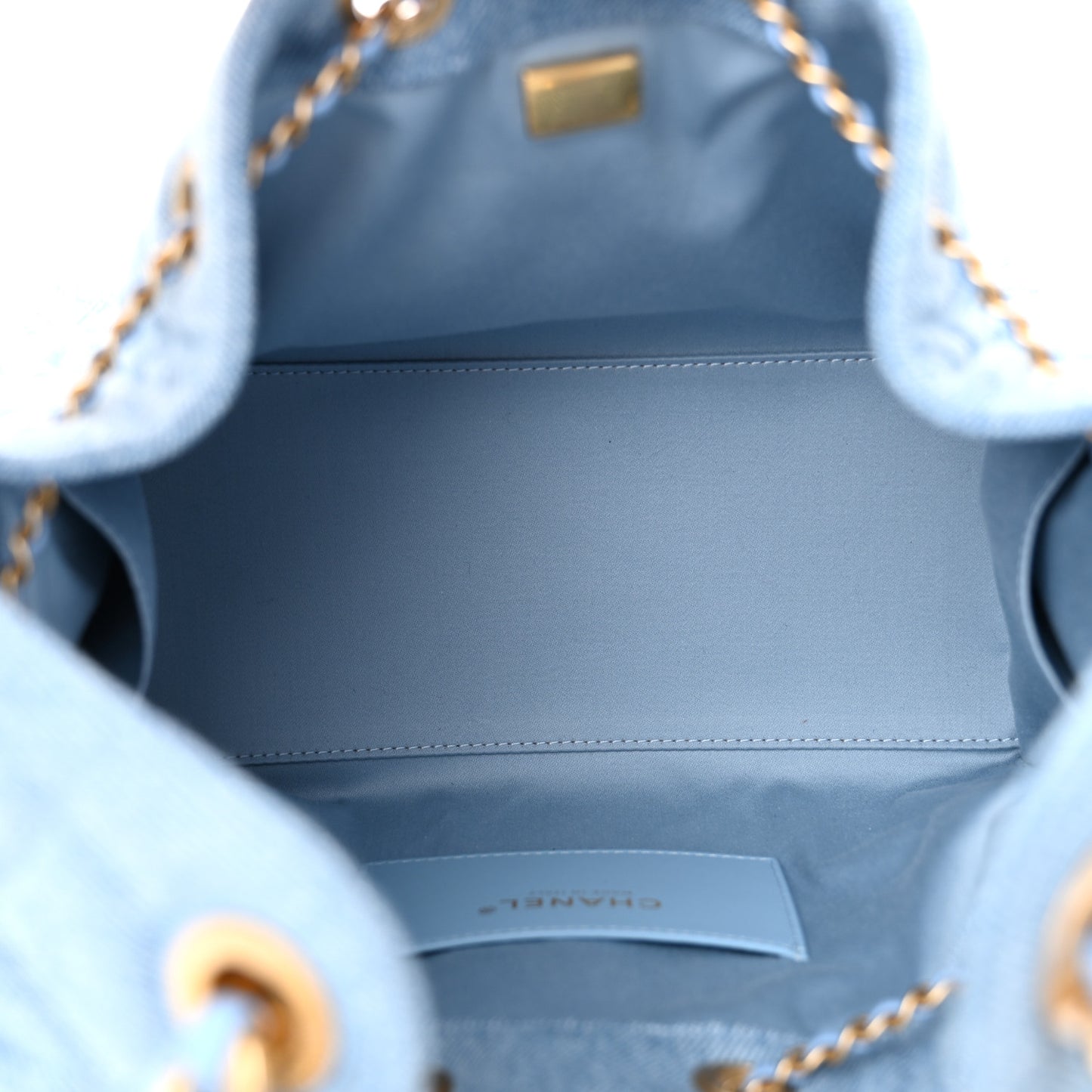 Washed Denim Quilted Small Chanel 25 Handbag Blue