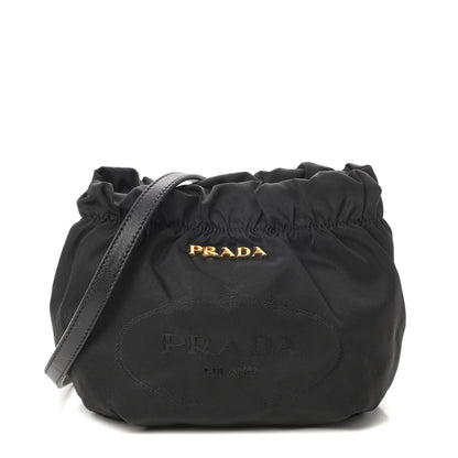 Prada Tessuto Nylon Logo Mini Drawstring Bucket Bag Black 1 of 12