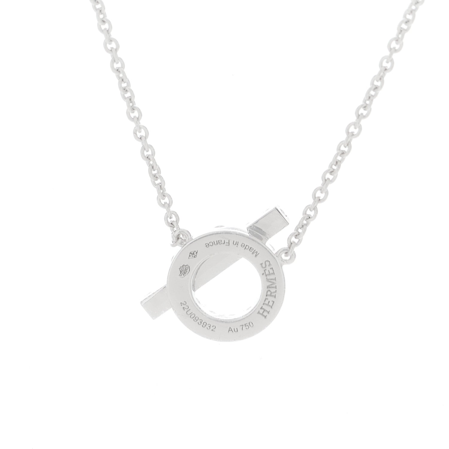 Hermes 18K White Gold Diamond Finesse Pendant Necklace 4 of 5