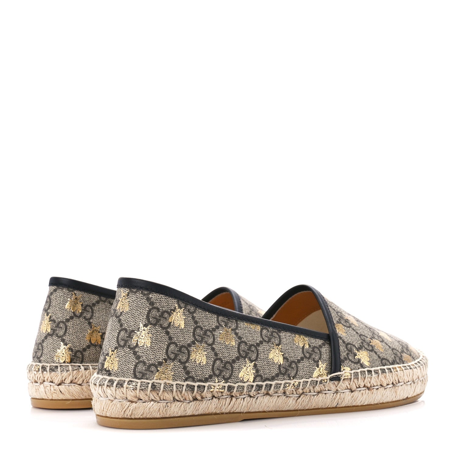 Gucci GG Supreme Monogram Bees Espadrille Flats 40.5 Beige Ebony Oro Black 4 of 12