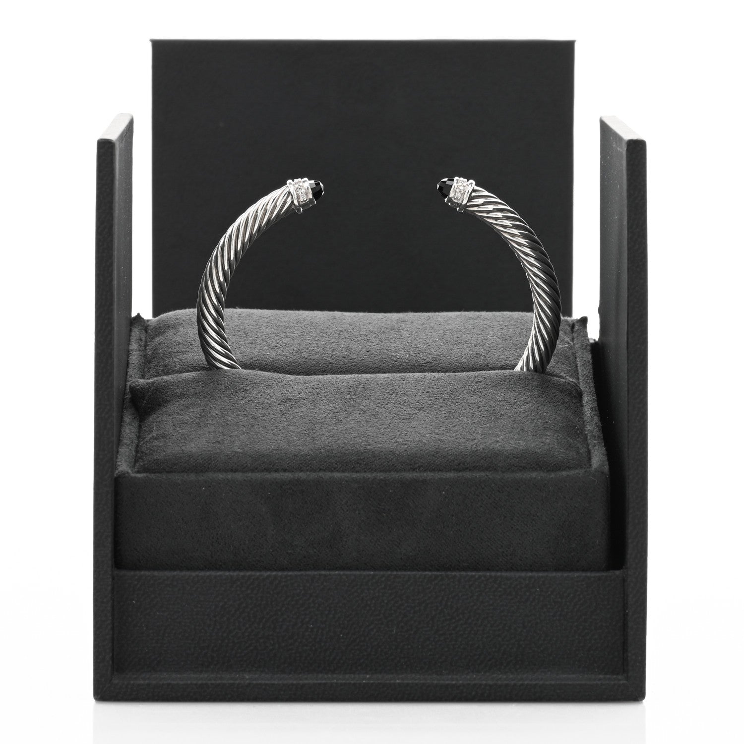 David Yurman Sterling Silver Diamond Black Onyx 5mm Cable Classics Bracelet 4 of 4