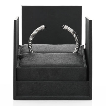 David Yurman Sterling Silver Diamond Black Onyx 5mm Cable Classics Bracelet 4 of 4