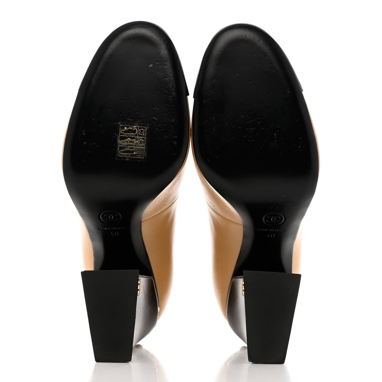 Chanel Shiny Goatskin Pearls Cap Toe Open Slingback Pumps 40 Beige Black 5 of 12