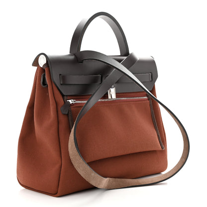 Hermes Vache Hunter Toile Herbag Zip Retourne 31 PM Rouge H Ebene 4 of 13