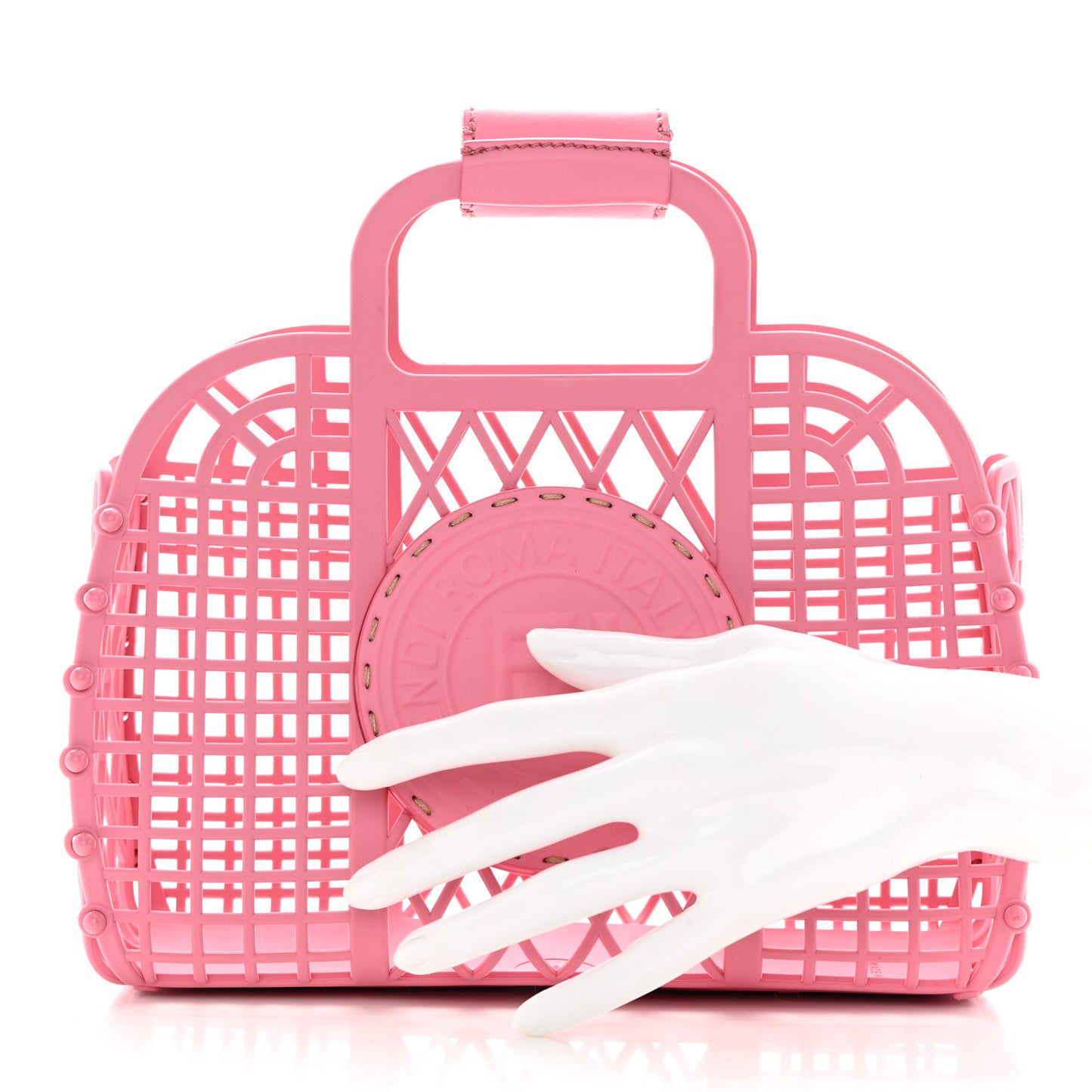 Recycled Plastic Vitello Liberty Matte Small Fendi Basket Rosa