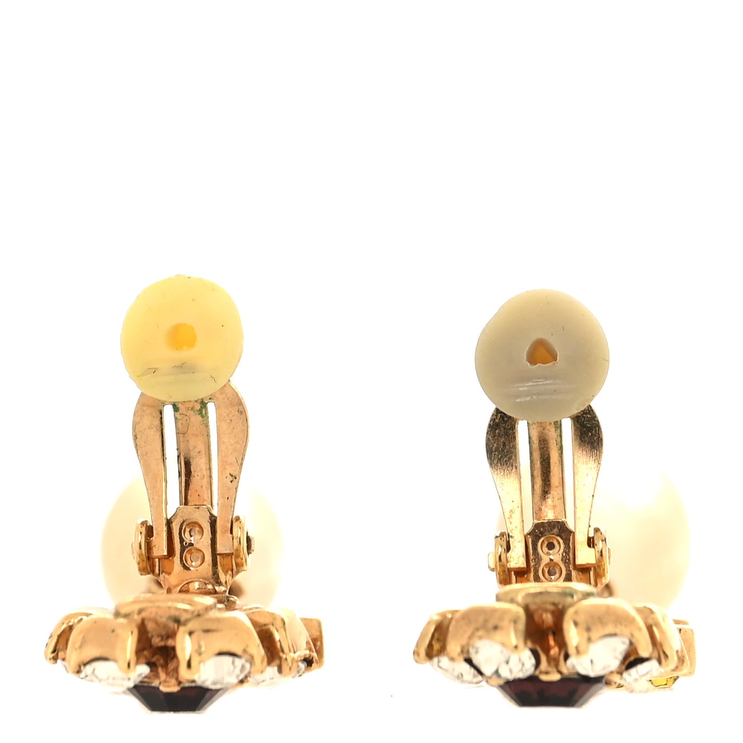 Crystal Pearl Tear Drop CC Clip On Earrings Gold Multicolor