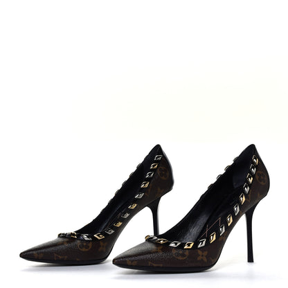 Louis Vuitton Calfskin Monogram Eldorado Pumps 40 Cacao 3 of 12