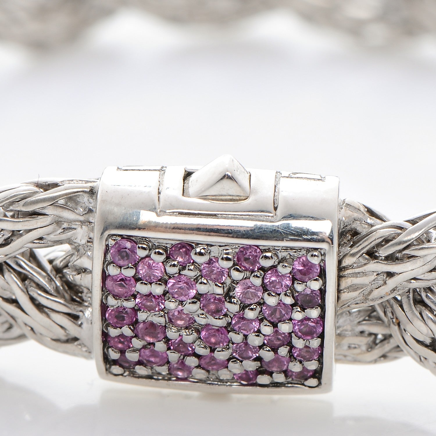 John Hardy Sterling Silver Pink Sapphire 11mm Braided Classic Chain Clasp Bracelet M 4 of 6