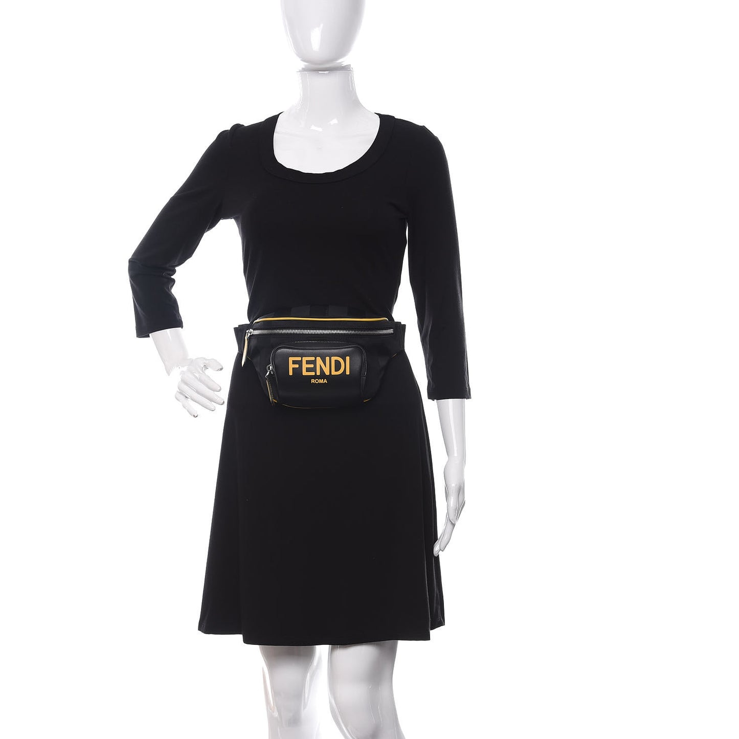 Recycled Nylon Vitello Grace Light Pequin Logo Pocket Belt Bag Black Sunflower