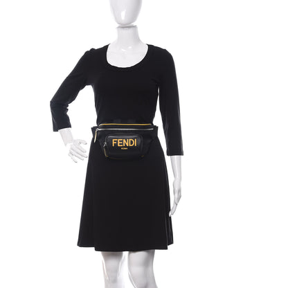 Fendi Recycled Nylon Vitello Grace Light Pequin Logo Pocket Belt Bag Black Sunflower 2 of 10