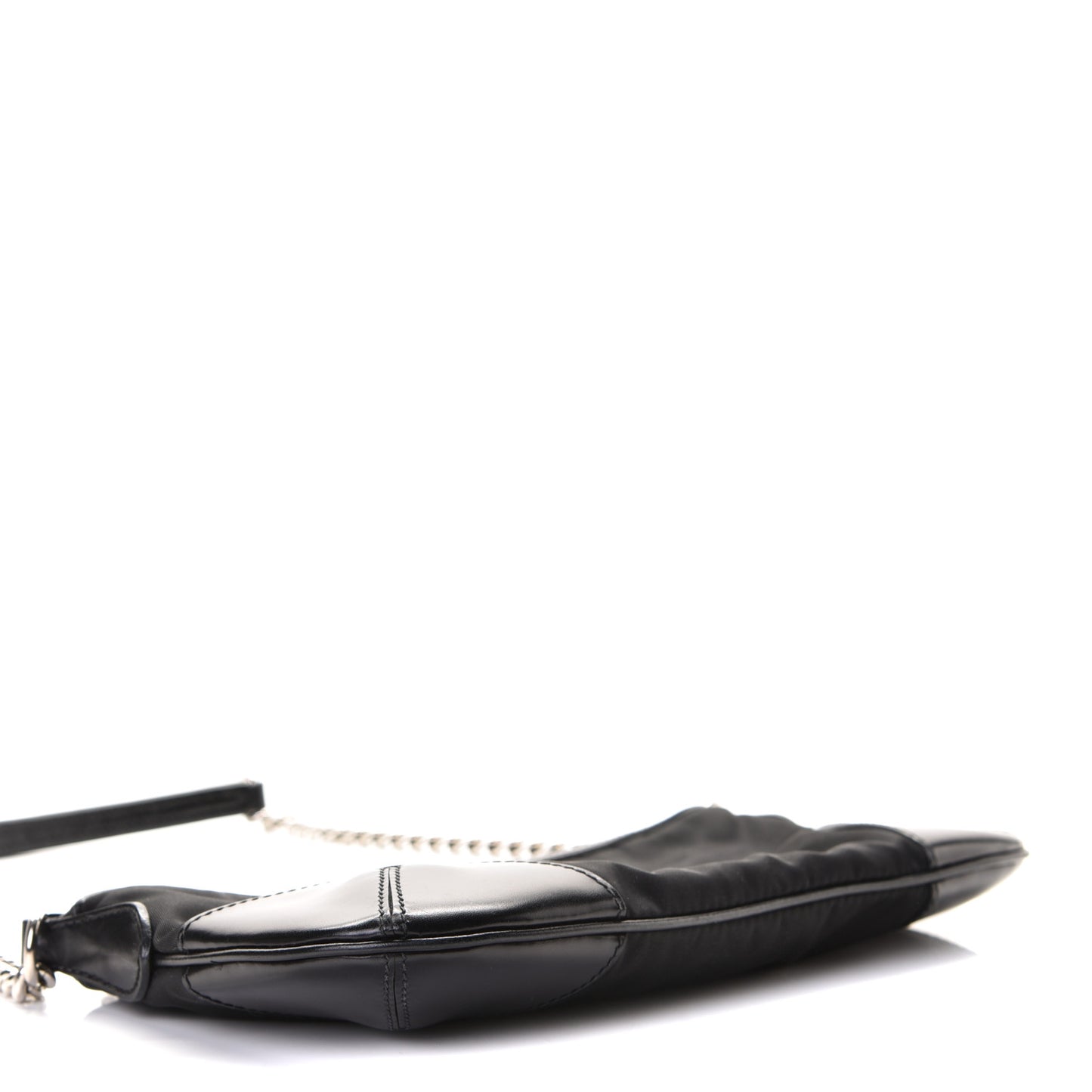 Tessuto Nylon Calfskin Chain Pochette Black