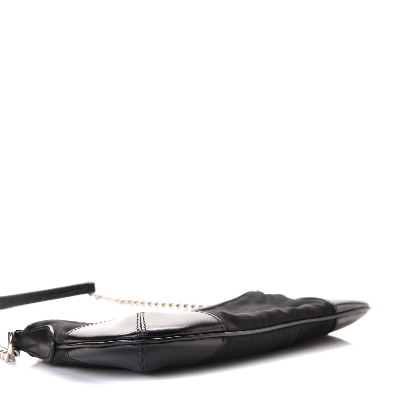 Prada Tessuto Nylon Calfskin Chain Pochette Black 5 of 8